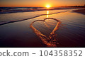 Sandy beach heart mark Generative AI 104358352