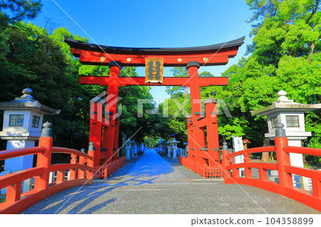 [Fukui Prefecture] Great torii of Kehi Jingu Shrine on sunny Hokuriku Road 104358899