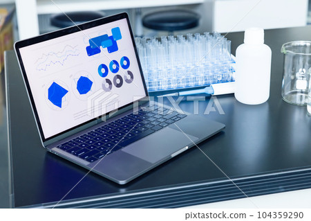 A laptop with data displayed in the laboratory 104359290