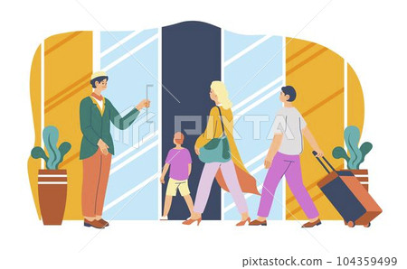 Concierge welcoming people in hotel, services Concierge welcoming people in hotel, services 104359499