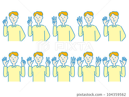 Man representing numbers on both sides 104359562