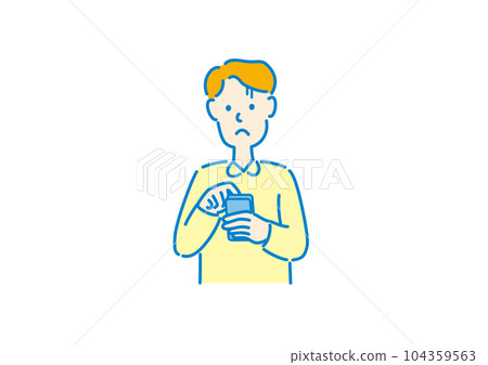 A man who is having trouble operating a smartphone 104359563