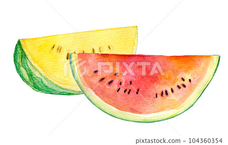 Watercolor illustration watermelon red & yellow 104360354