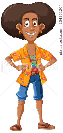 A Man with Afro Hairstyle Vector 104361204