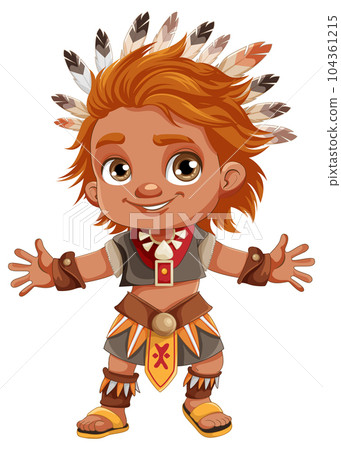 Male Native American cartoon character Male Native American cartoon character 104361215