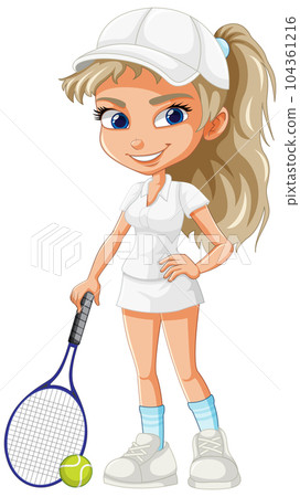 Beautiful female tennis player cartoon character Beautiful female tennis player cartoon character 104361216