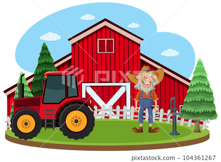 Old Farmer in the Farm Scene 104361267