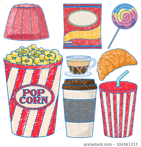 Various Foods in Pencil Colour Sketch Simple Style Various Foods in Pencil Colour Sketch Simple Style 104361313