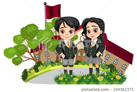 Student boy and girl in uniform Student boy and girl in uniform 104361371