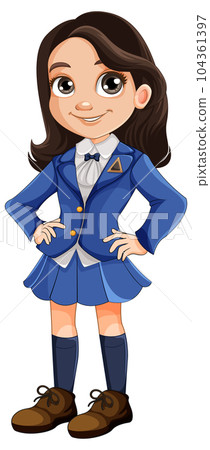 Cute girl student in school uniform 104361397