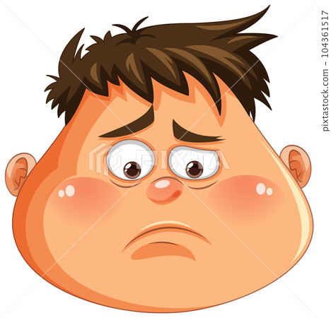 Overweight Man Head with Disappointed Face 104361517