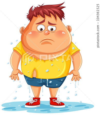 Sad Man Messing Up with Wet Water 104361525