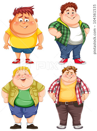 Set of overweight male cartoon character 104361535