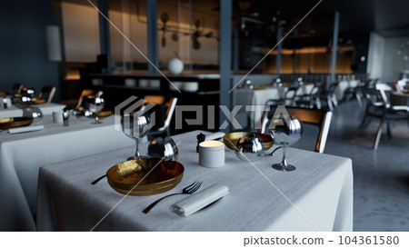 fancy eatery with no guests in attendance 104361580