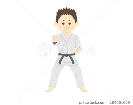 一名男性空手道運動員正拳的插圖 104361699