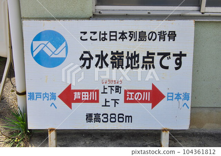 Fuchu City, Hiroshima Prefecture: Shimomachi watershed sign 104361812