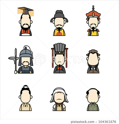 Chinese history icon collection color Chinese history icon collection color 104361876