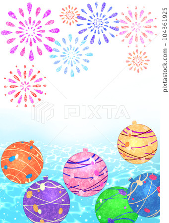 Fireworks and water yo-yo water balloons summer festival background 104361925