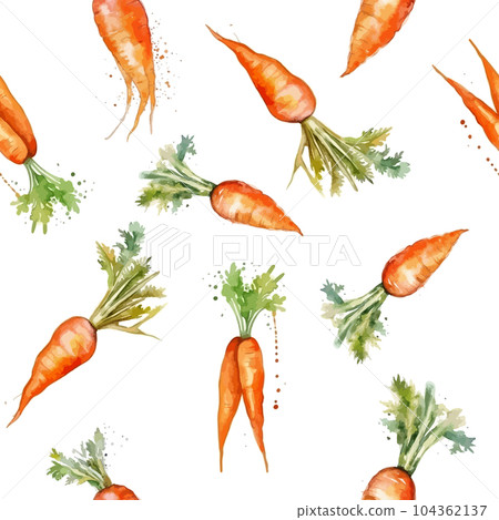 Carrot watercolor seamless pattern. Vector illustration 104362137