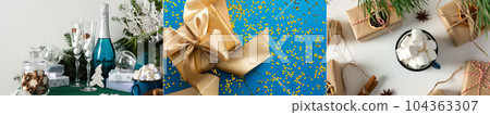 Collage of Christmas backgrounds 104363307