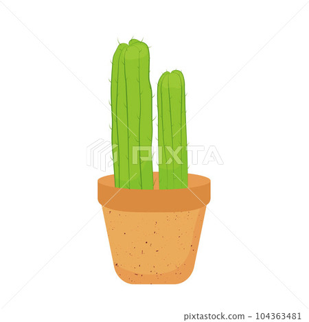 prickly cactus in a ceramic pot. A desert flower. A house plant. Vector stock illustration. Isolated on a white background. prickly cactus in a ceramic pot. A desert flower. A house plant. Vector stock illustration. Isolated on a white background. 104363481