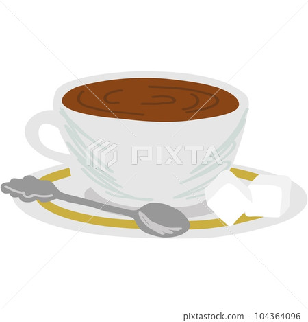 Tea or coffee cup on saucer with spoon vector icon Tea or coffee cup on saucer with spoon vector icon 104364096