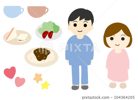 Cute illustration set of men and women 104364205