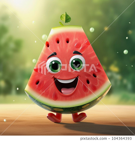 Cute Watermelon Happy Cartoon Character Cute Watermelon Happy Cartoon Character 104364393