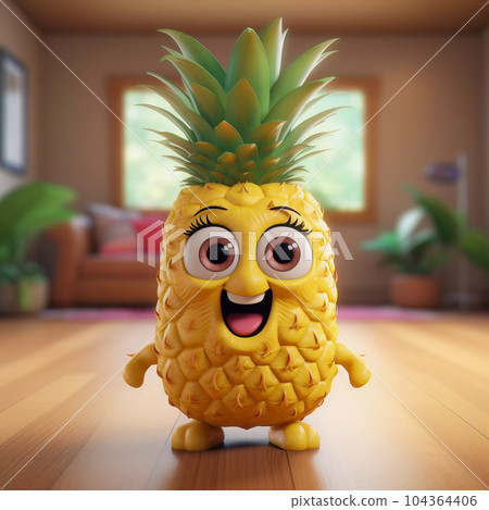 Cute Pineapple Happy Cartoon Character - Stock Illustration [104364406 ...