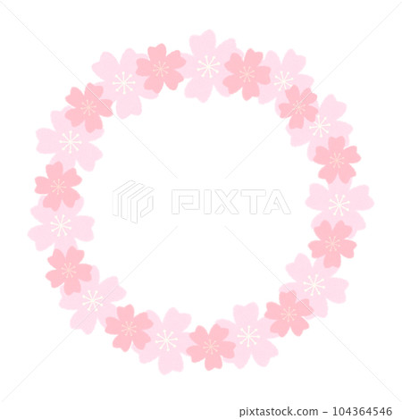 Light pastel pink cherry blossom wreath frame 104364546