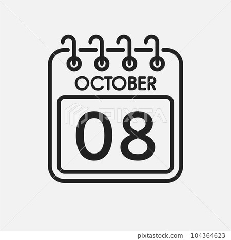 Icon page calendar day - 8 October Icon page calendar day - 8 October 104364623