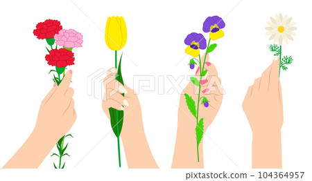 Hands with flowers 104364957