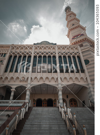 Architecture Design View of Al Alawi Mosque with Tower at Afternoon. Architecture Design View of Al Alawi Mosque with Tower at Afternoon. 104365093