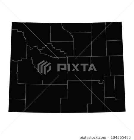 Wyoming state map with counties. Vector illustration. Wyoming state map with counties. Vector illustration. 104365493