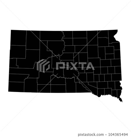 South Dakota state map with counties. Vector illustration. South Dakota state map with counties. Vector illustration. 104365494