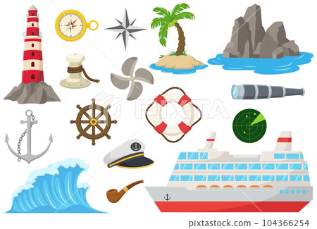 Set of nautical element on white background 104366254