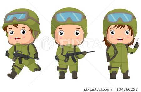 Set of cute soldier children cartoon 104366258