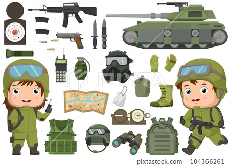 Cute soldier kid cartoon with soldier equipment Cute soldier kid cartoon with soldier equipment 104366261