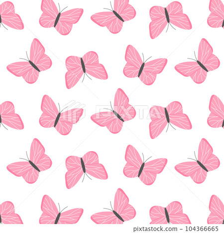 Kids seamless pattern with butterflies. Vector illustration. Butterfly print in hand-drawn style. Cute pattern with insects. Kids seamless pattern with butterflies. Vector illustration. Butterfly print in hand-drawn style. Cute pattern with insects. 104366665