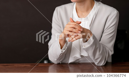 正在進行談話的婦女即將接受采訪 104366774