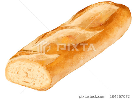這很美味！逼真的法式麵包橫截面 104367072