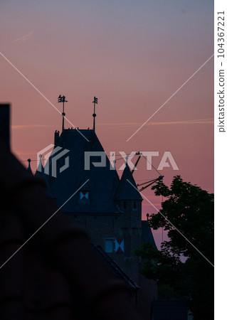 old city gate of Xanten in the light of the sunset old city gate of Xanten in the light of the sunset 104367221