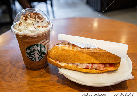 Starbucks frappuccino and panini Starbucks frappuccino and panini 104368148