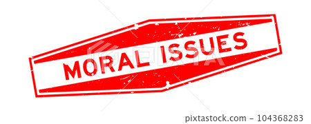 Grunge red moral issues word hexagon rubber seal stamp on white background 104368283