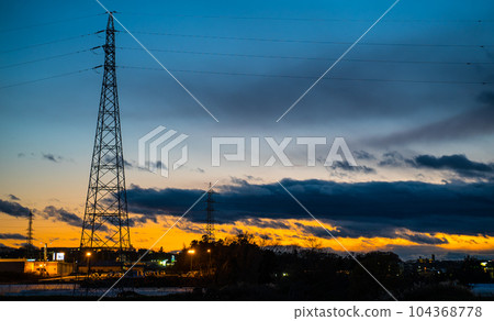 Sunset and telephone pole 104368778