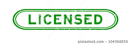 Grunge green licensed word rubber seal stamp on white background Grunge green licensed word rubber seal stamp on white background 104368850
