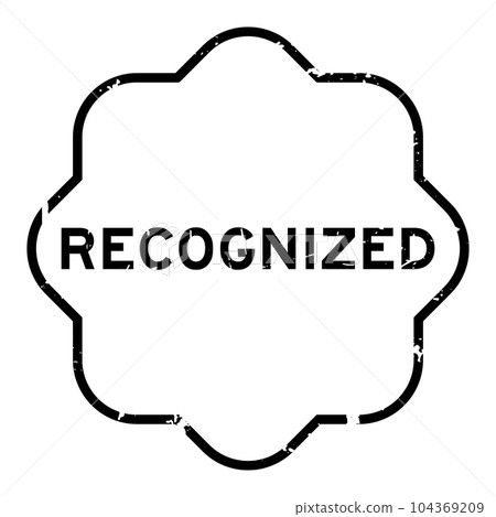 Grunge black recognized word rubber seal stamp on white background 104369209