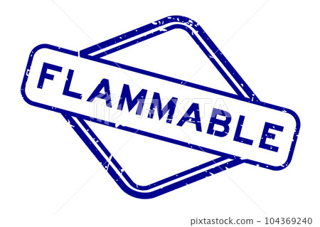 Grunge blue flammable word rubber seal stamp on white background Grunge blue flammable word rubber seal stamp on white background 104369240