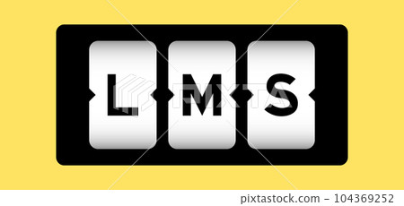 Black color in word LMS (Abbreviation of Learning management system) on slot banner with yellow color background 104369252