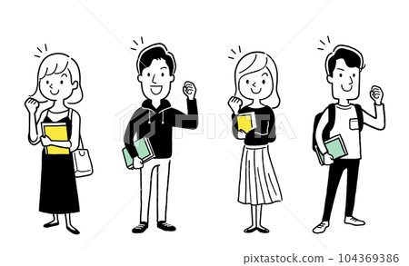 矢量插圖素材：積極進取的大學生男女，人集 104369386